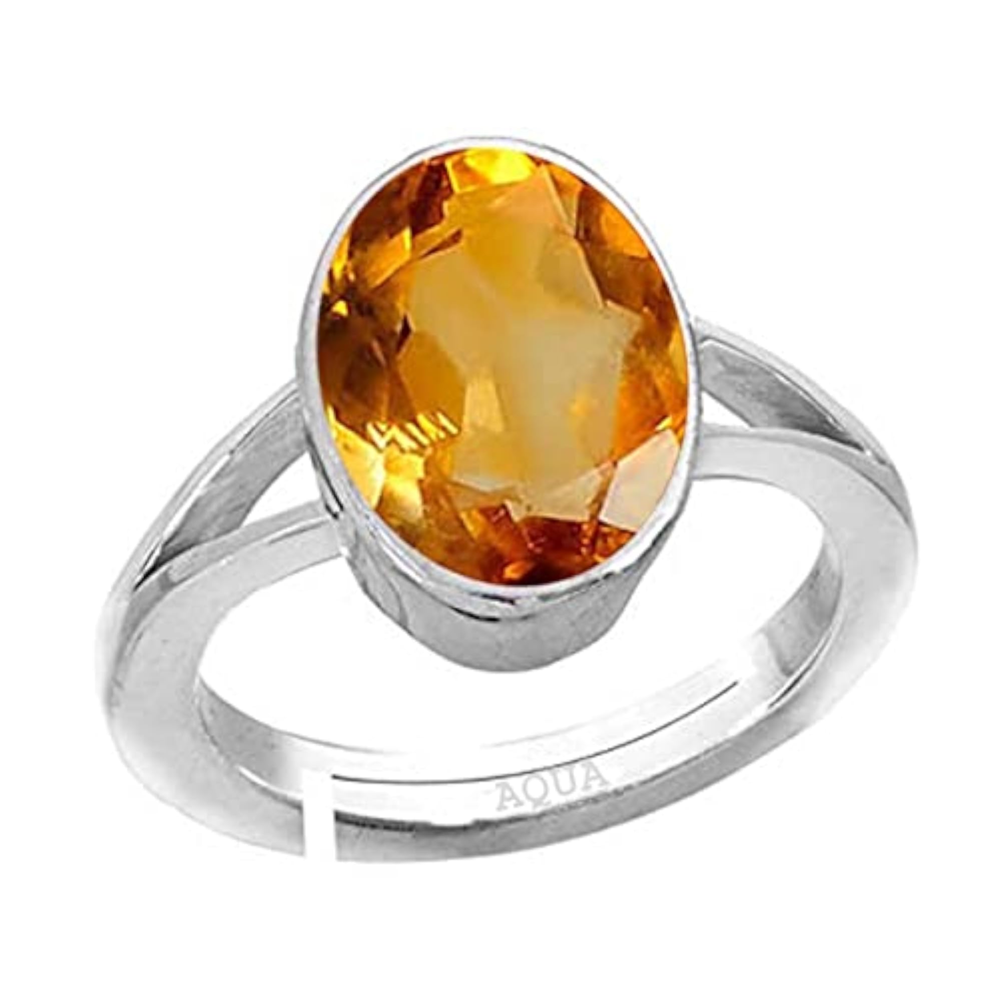 Unisex Citrine 925 Sterling Silver Adjustable Ring, Astrological Gemstone