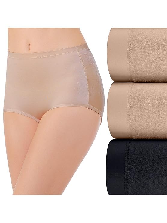 Fair Women's Body Caress Brief Panty, Neutral/Neutral/Black, 10 inc.-image-5