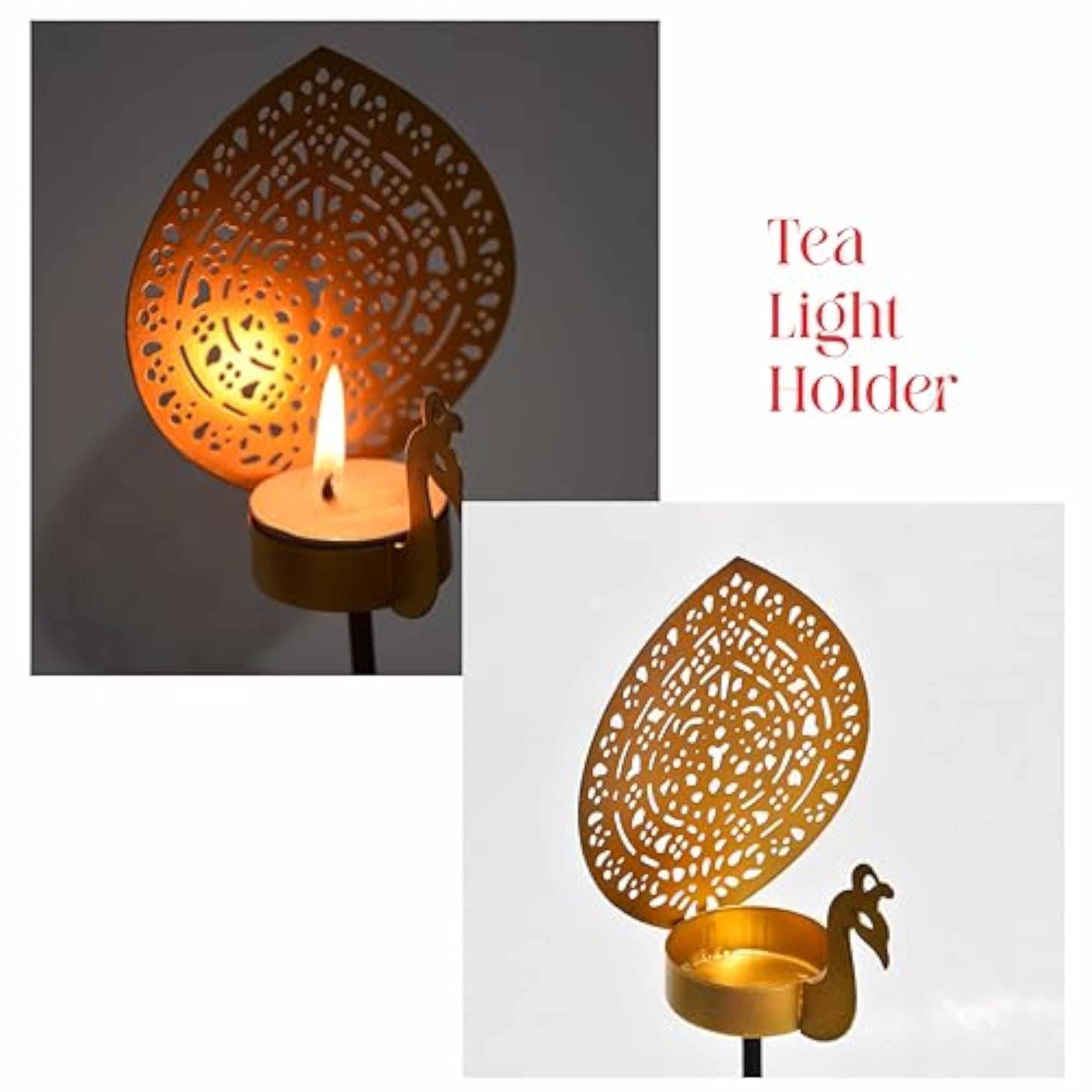 Metal Decorative Peacock Shape Tealight Candle Holder Stand