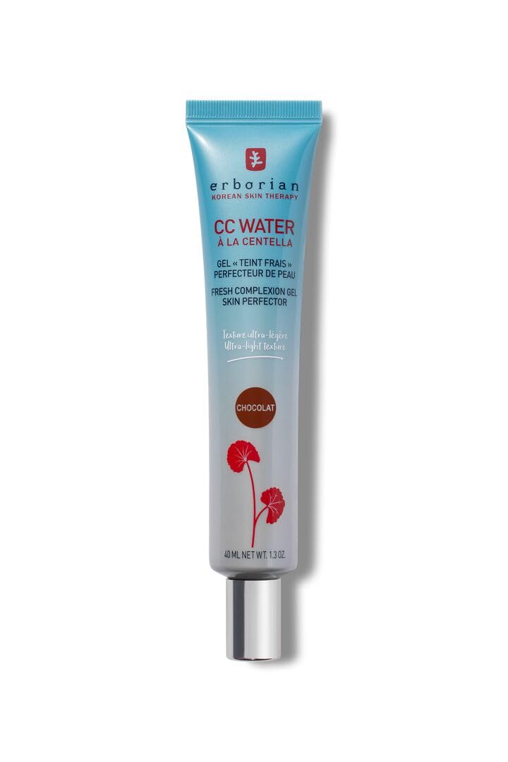 Erborian - CC Water with Centella Asiatica - Skin Perfecting Face Care with Hyaluronic Acid - Korean Skin Care Face Moisturizer - CC Water Chocolate 40 ml