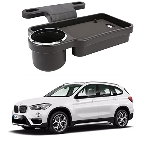 Image of Oshotto (FT-04) Foldable Car Auto Headrest Rear Back Seat Table Drink Food Cup Tray Holder Compatible with BMW X1 - Black