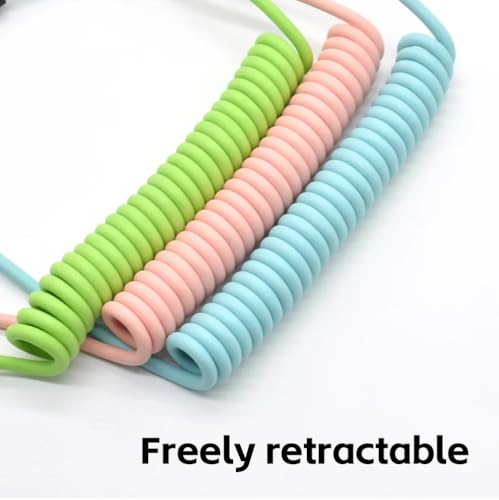 Image of 4-in-1 Fast Charging Cable 65W - USB & Type-C to Type-C /I Multi-Device Spring Coiled Charging Cable - Universal High-Speed Data Cable for iPhone, Android, iPad, Laptop & More