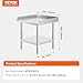 VEVOR Stainless Steel Work Table, 24 x 24 x 26 Inch Commercial Food Prep Worktable, 3-Sided Backsplash Heavy Duty Prep Worktable, Metal Work Table with Adjustable Height for Restaurant Home Hotel
