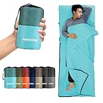 JAICOM Saco de Dormir, 220 x 90 cm Saco Sabana, Sa...: Llévalo contigo - La sábana del saco de dormir mide 220 x 90 cm y el tamaño del paquete es de sólo 20 x 10 cm. Con un peso ultraligero de 540 g, puede guardarse fácilmente en una mochila y llevarse con usted. El saco de dormir está fabricado al 100% ...