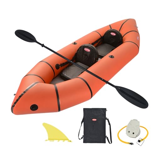 Fkstyle【持ち運びラクラク!】2人用インフレータブルカヤック 軽量13.5kg 丸型 高強度PVC素材 コンパクト収納 305cm×92cm 大容量190kg 耐荷重 フットポンプ・パドル・専用バッグ付き アウトドア・レジャー・釣り・川遊び・湖・海対