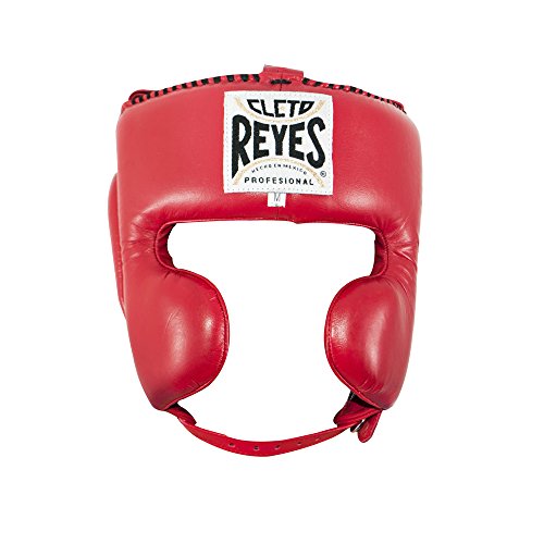 CLETO REYES Boxing Headgear with Cheek Protection for Men and Women Protective Head Guard Face Saver Sparring Fighting Sports Kickboxing MMA Muay Thai Red Medium