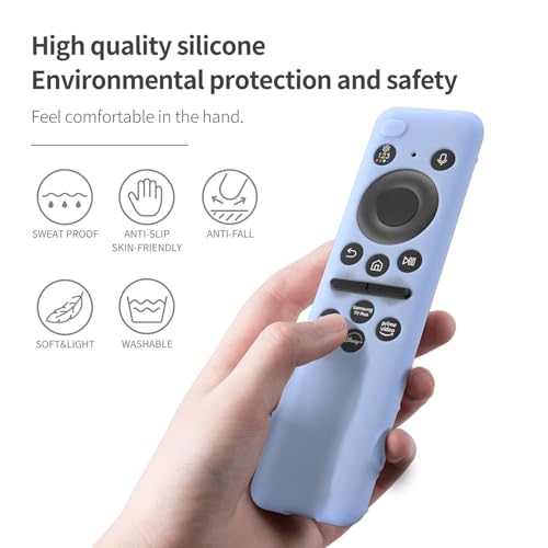 AKSHFETH Silicone Cover for 5.59 Inch Samsung BN59-01455a BN59-01432J Samsung Solar Cell Remote Control Cover 2023 8K Neo QLED HDR Smart TV Silicone Case (Glow Blue)
