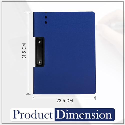 Image of GLUN Premium Pack of 2 A4 Size Sheet Lay Open Padding Document Organiser Folder with Holding Clamp, Navy Blue & Black Colour File Folder for School, Home & Office