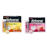Airborne Variety Pack 1000mg Vitamin C with Vitamin D & Zinc, Sugar Free Multivitamin Immune Support Supplement, Antioxidants Vitamins A C & Vitamin E, 30 Effervescent Tablets, Citrus + Verry Berry