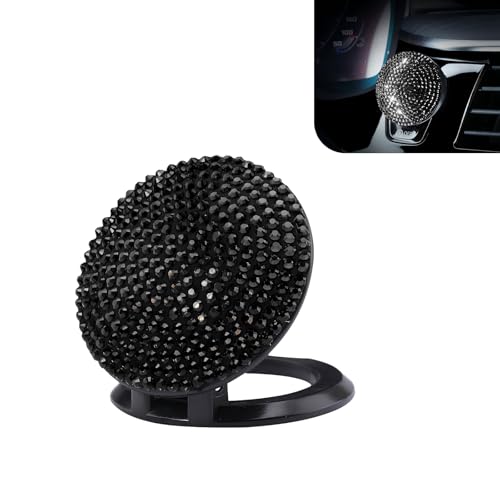 gunroil 1 PC Car One-Touch Start Button Protective Cover, Diamond Sparkling Ignition Switch Decorative Cap, Crystal Diamond Engine Button Cover, Universal for Most Cars, Trucks, SUVs (Black)