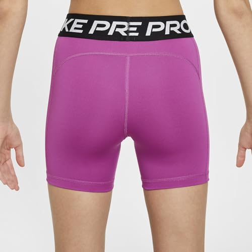 Image of Nike Girls' Pro Shorts (Little Big Kid), Hot Fuchsia /White