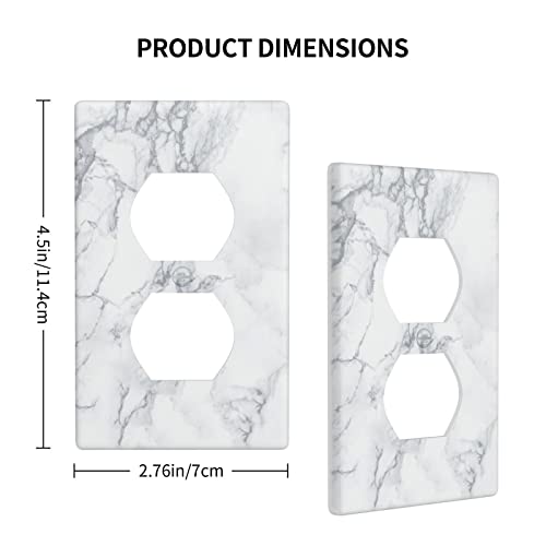 Marble Outlet Wall Plate Cover 1 Gang Decorative Single Duplex Receptacle Electrical Wallplate Bedroom Bathroom Decor Faceplate 4.5 X 2.76 In White And Grey #TOP3