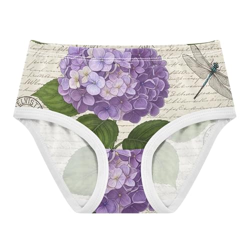 Cotton Girls Underwear Toddlers Purple Hydrangea Flower Leaves Girl Panties Cute Durable Briefs Underpants 2t