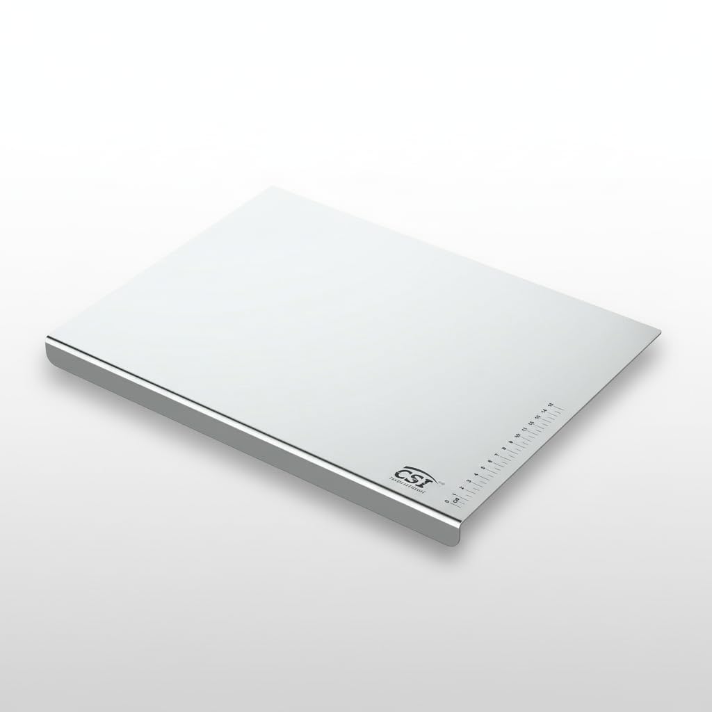 CSI INTERNATIONAL Stainless Steel Chopping & Cutting Board 35.5 x 31 cm | 1mm Thick Heavy Duty Metal Kitchen Board | Large Food Grade Steel Cutting Board for Vegetables | Rust Resistant & Non-Porous