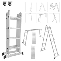 Cecaylie Scala multiuso in alluminio 4 x 4, 470 cm, 7 in 1, pieghevole, per uso domestico