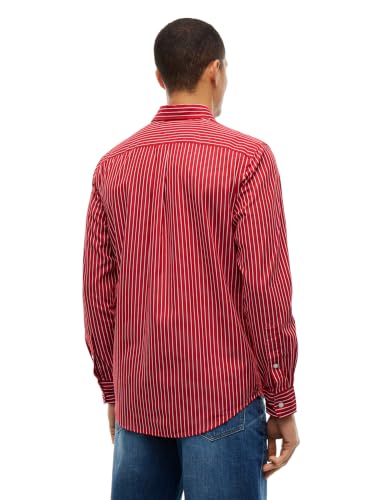 Tommy Hilfiger Men's Long Sleeve Poplin Shirts in Regular Fit, Men's Button Down Shirts, Also Available in Big and Tall, Medium RED/Stripe Medium - image 4