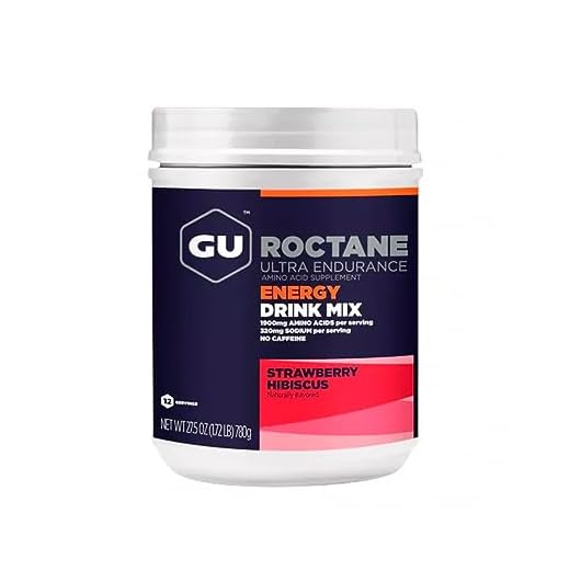 Gu Energy Roctane Ultra Endurance Energy Drink Mix, Strawberry Hibiscus, 1.72 lb. Canister (12 Servings)