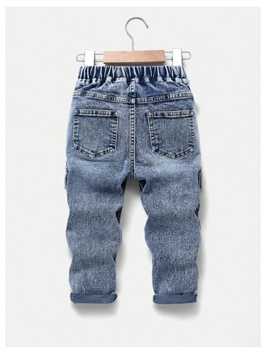 GORGLITTER Boy's Cargo Jeans Elastic Waist Skinny Denim Pants with Pockets2