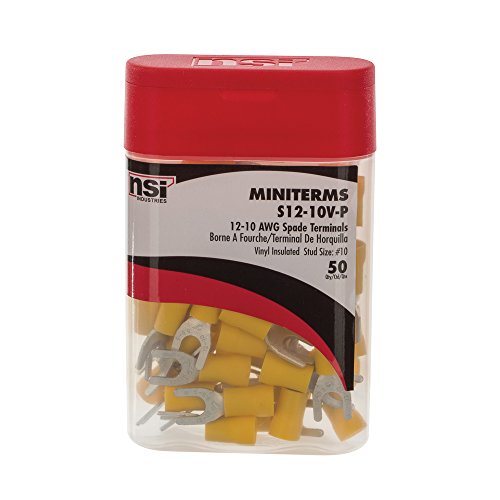 NSi Industries S12-10V-P Miniterminal Propack Spade Terminals (Pack of 50)