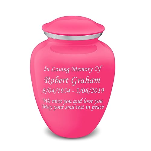 Geturns Embrace Adult Personalized Cremation Urns for Human Ashes I Large Bright Pink Funeral Urn for Men and Women I 200 lbs