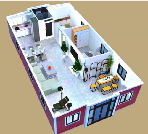 Tiny Homes for Sale Prefab, Modular Prefabricated House Modern Luxury Container Expandable Tiny Houses to Live in for Adults, Portable Mobile Villa with 2 Bedrooms 1 Fully Equipped Bathroom Kitchen - Image 4