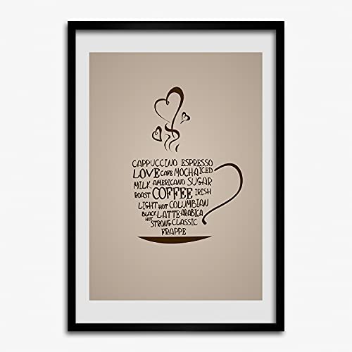 Affiche Une tasse de café avec cadre MDF 50x70 cm Tulup peinture photo pour salon moderne