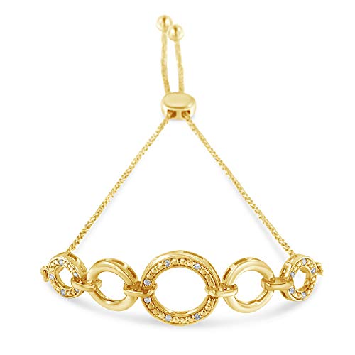 .925 Sterling Silver Diamond Accented Graduated Infinity Open Circle 6”-9” Adjustable Bolo Bracelet (H-I Color, I2-I3 Clarity) -Choice of Metal Colors