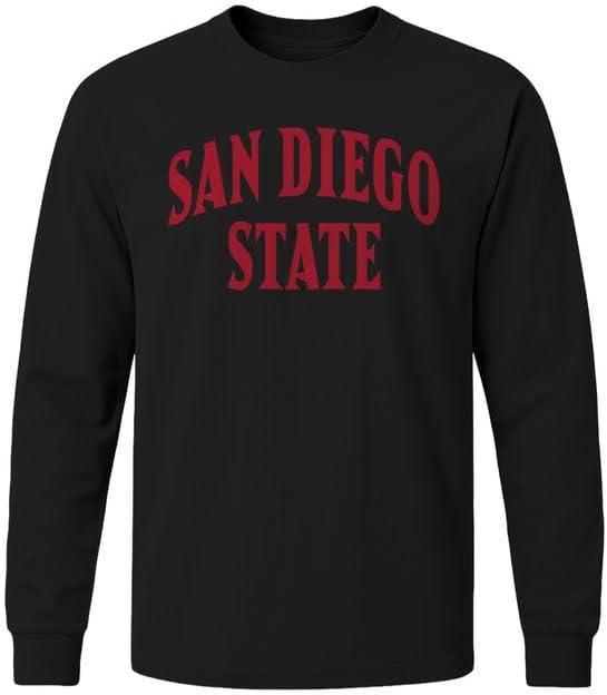 Barnesmith San Diego State University SDSU Aztecs Long Sleeve Adult Unisex T-Shirt, Classic, Black, Small