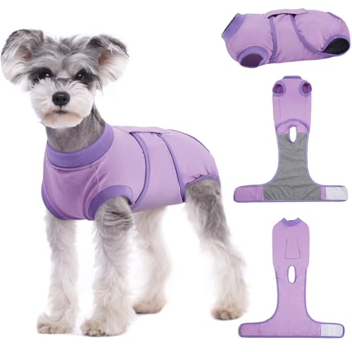 Kuoser Dog Surgery Suit Female Spay, Dog Recovery Suit Male Neuter, Pet Clothes Onesie for Surgery Anti Licking Abdominal Wounds Puppy Surgical Recovery Bodysuit Shirt, Substitute E-Collar &