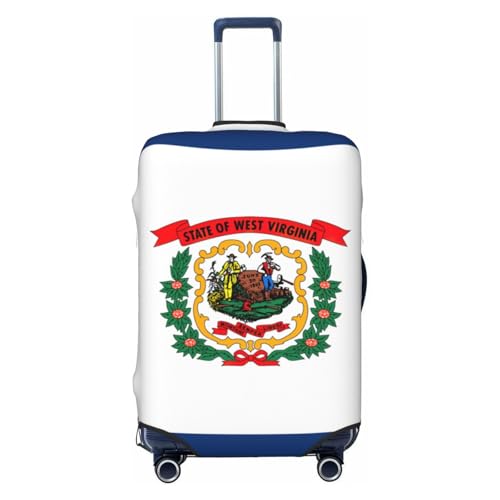 NBAGHPQ West Virginia State Flag Print Double Sided Elastic Protection Universal Suitcase Cover Unique Luggage Protector, Nero , S