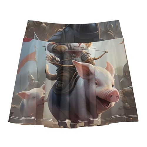 Skirts with Shorts Fantasy Kitten Pig Cute Cat Girls' Shorts Athletic Skorts Cheer School Skirt 4t2