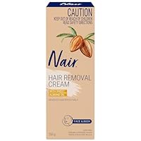 Nair Hair Removal Cream - Fast Acting, Mess-Free Hair Remover Cream for Face & Body - No Razor Needed - Enriched with Sweet Almond Oil for Soft & Smooth Skin - 150g