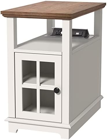 End Tables Bedroom Farmhouse Wood End Table With Charging Station Side Table With Small Drawers Narrow Coffee Table For Bedroom Living Room Bed Side Tables Bedroom