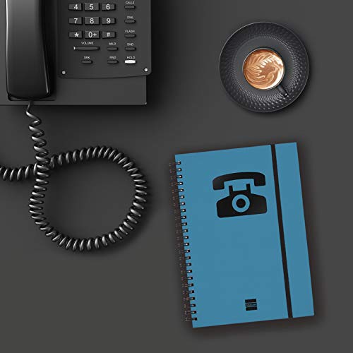 Finocam - Adressbuch (Telefonbuch) mit doppelter Spiralbindung und Gummibandverschluss | 48 Blatt | Adressbuch (Telefonbuch) A5 Einband mit doppelter Spiralbindung - Farbe Blau