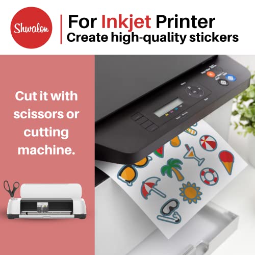 Shwalon 20 Sheets 90% Clear Vinyl Printable Sticker Paper For Inkjet Printer - A4 (8.5" X 11") Glossy, 80Um Inkjet Sticker Paper Waterproof, Diy Cricut Sticker Paper Printable Waterproof Sticker Paper #TOP3