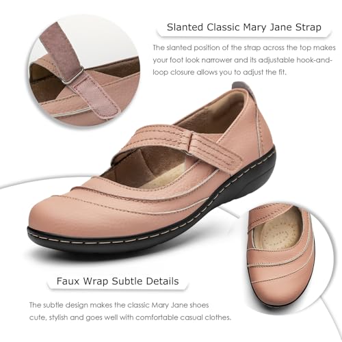 Image of TALENAVA Women's Comfortable & Lightweight Leather Mary Jane Flats Versatile Business Casual Dress Shoes Work Office Cute Stylish Everyday Walking Shoes