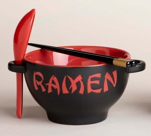 Ramen Noodle Bowl Set with Spoon and Chopsticks - Red by CPWM