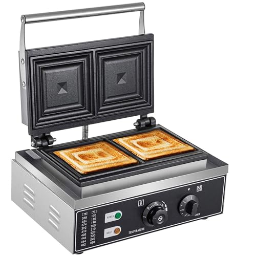 Sandwichmaker,1500 W Commerciale Sandwich Maker Panini Presse Grill,Antiaderente Paninitoaster,Temp e tempo regolabili