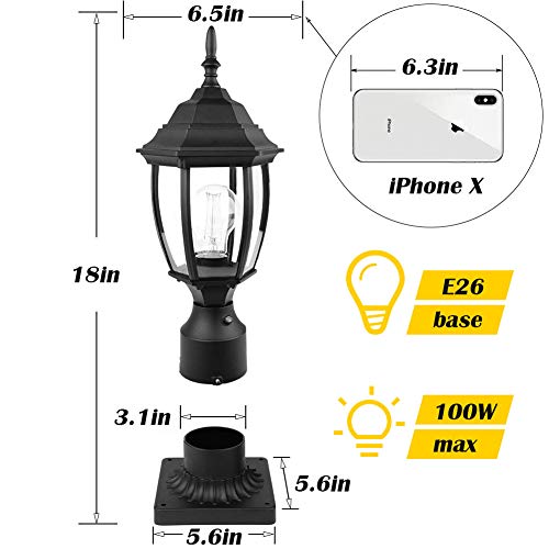 image for PARTPHONER Dusk to Dawn Outdoor Post Light Hardwired 120V, Waterproof 