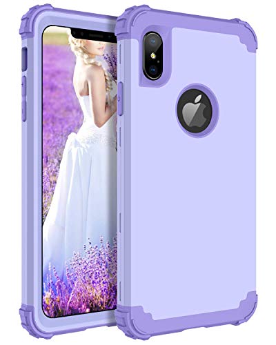 BENTOBEN iPhone Xs Max Case, Heavy Duty Rugged Shockproof 3 in 1 Hybrid Hard PC Soft Silicone Bumper Protective Phone Case for iPhone Xs Max (6.5 Inch), Purple