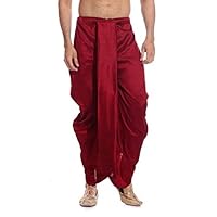 Tag 7 Men’s (Maron-Silk-Dhoti_Red_Free Size)