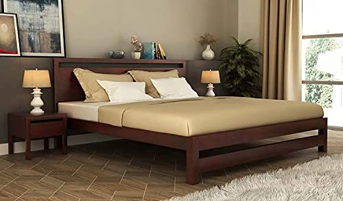 GADWAL FURNITURE Solid Sheesham Wood Bed Without Storage Double Bed for Bedroom Living Room Home and Hotels (Mahogany Finish)