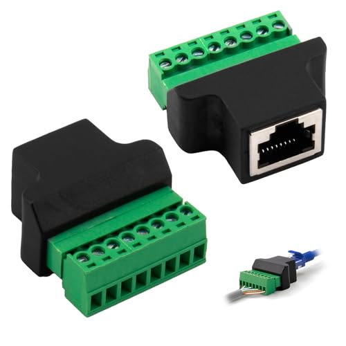 Lot de 2 Connecteurs RJ45 Femelle vers 8 Broches à Vis Connecteur RJ45 pour Câble Ethernet Cat 7 6 5 5e Adaptateur Réseau Coupleur en Ligne Femelle avec Installation Facile et Connexion Sécurisée