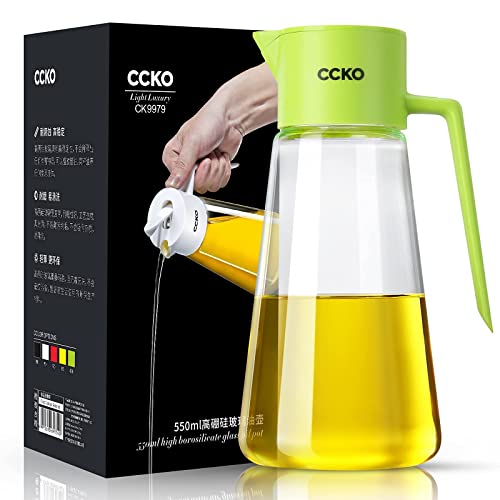 Ccko Olive Oil Dispenser Bottle 19Oz Glass Oil Bottle For Kitchen, Auto Flip No Drip Cooking Oil Dispenser For Soy Sauce, Syrup, Vinegar, Salad Dressing Container (Black) #TOP6