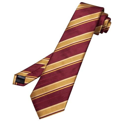 Image of Barry.Wang Silk Men Ties Formal Stripes Necktie and Tie Clip for Wedding Party Business Fashion Classic