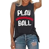 JINTING Baseball Tank for Women - Play Ball Shirt Baseball Tshirts Graphic Tees Casual Letter Printed Softball Tee Shirts Top