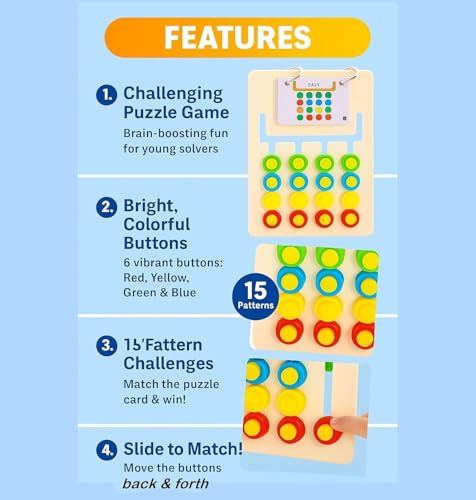Image of Kids Montessori Slide Puzzle I Color & Pattern Matching Learning Toys for Kids 4-8 Years I Birthday Gift for Boys & Girls I Educational Activity for 4,5,6,7,8 I Travel Friendly