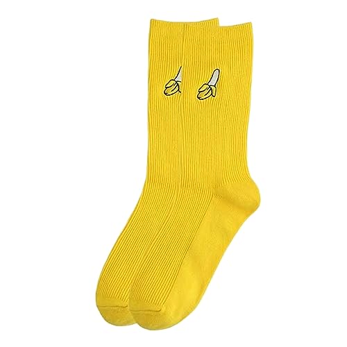 Generisch Chaussettes d'hiver pour femme - Chaussettes cadeau de fruits mignonnes et assorties, jaune, taille unique