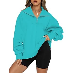 Oversized Sweatshirt for Women Half Zip Up Hoodies Long Sleeve Quarter Zipper Pullover Fall Y2k Tops 2024