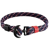 Flexo Anchor Bracelet Paracord Nautical Handmade Nylon Black Gold Silver Plated Dorsal Sailor Rope...